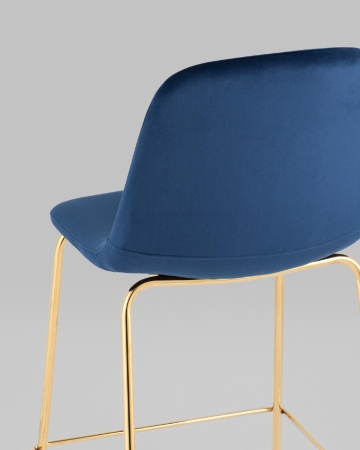 Стул полубарный Валенсия SN ткань синий золотые ножки