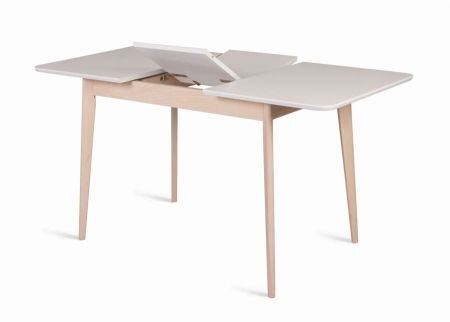 Раздвижной стол Рэй 120 белая эмаль с подстольем беленый дуб