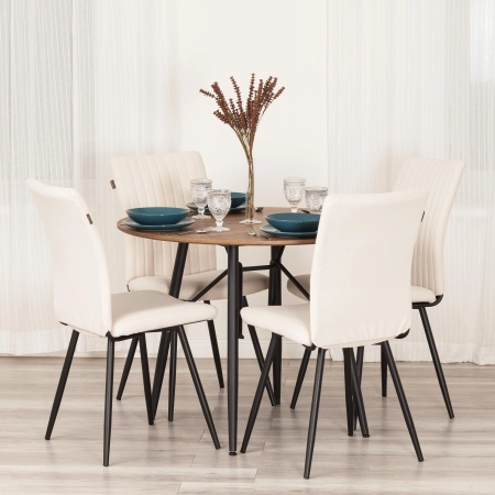 Стул обеденный Monte Carlo белый и серый, ткань и металл, мягкое сиденье, без подлокотников Стул обеденный Monte Carlo белый и серый, ткань и металл, мягкое сиденье, без подлокотников