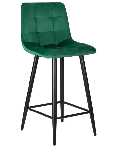 Стул полубарный OLIVIA черные матовые ножки, зеленый велюр 108-64 Стул полубарный OLIVIA черные матовые ножки, зеленый велюр 108-64