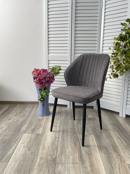 Стул VENA цвет B28 темно-серый, велюр, черный каркас