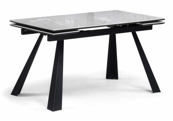 Керамический стол Маунт 140x80 белый мрамор, черный кварц, черный