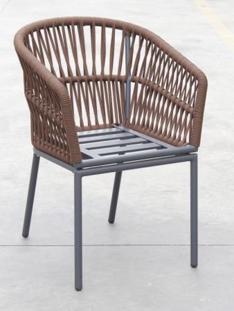 Кресло плетеное с серыми подушками Tagliamento Favorita темно-коричневый