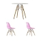 Стол EAMES D80 белый + 2 стула EAMES style розовые