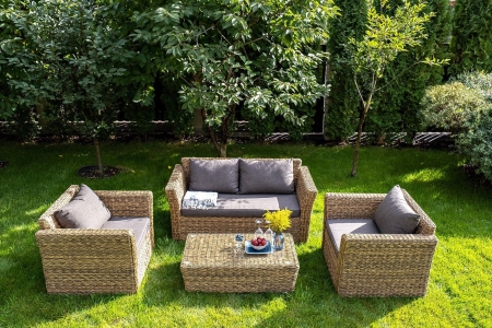 Кресло "Капучино" из искусственного ротанга (гиацинт), цвет соломенный