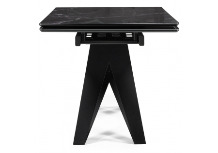 Стол стеклянный Блэкберн 140(200)х80 черный мрамор, черная пленка, черный