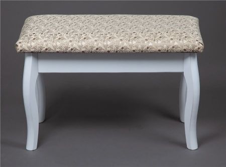 Банкетка из массива березы, ткань лея, каркас белый