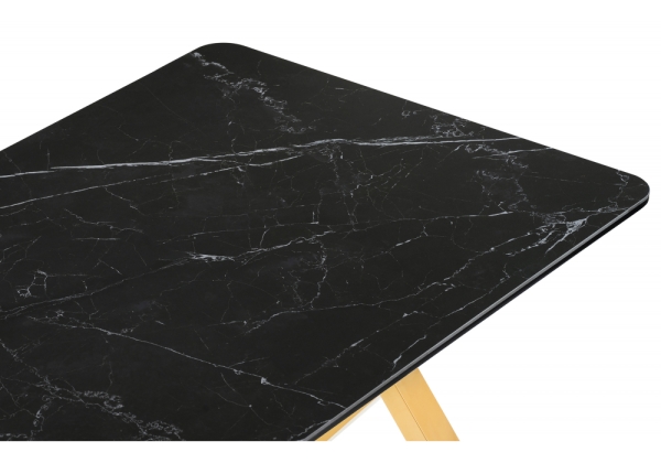 Керамический стол Селена 3 160х90 черный мрамор, золото