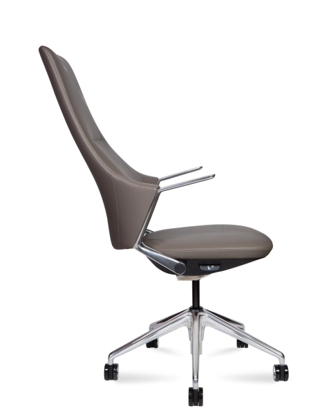 Кресло офисное Han кориневый;серый, натуральная кожа и металл, мягкое сиденье, с подлокотниками