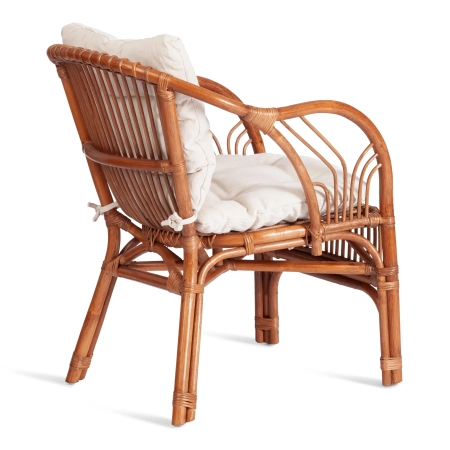 Террасный комплект NEW BOGOTA молочный, ткань и дерево и стекло, мягкое сиденье, с подлокотниками