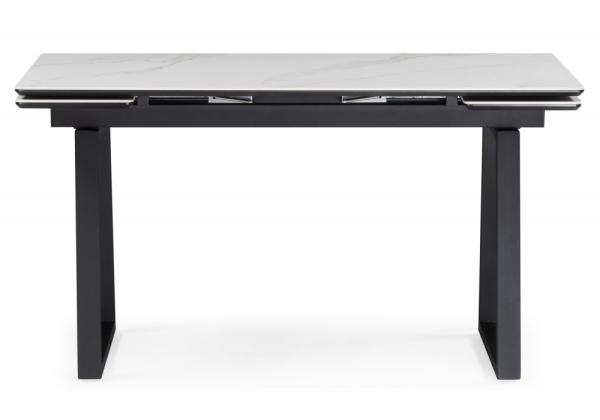 Керамический стол Джек 140(200)х80 белый мрамор, черный