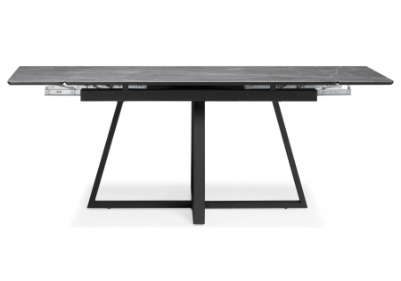 Керамический стол Памелла 140(200)х80 серый мрамор, черный