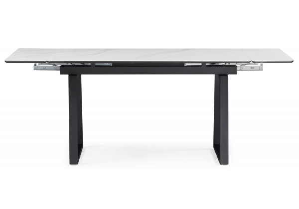 Керамический стол Джек 140(200)х80 белый мрамор, черный