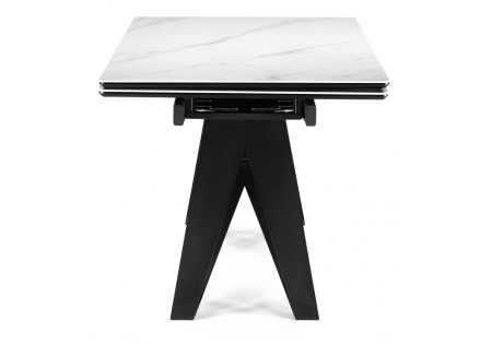 Керамический стол Блэкберн 140(200)х80 белый мрамор snow white, черный