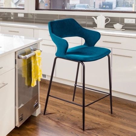 Стул полубарный Woddy бархат сине-зеленый