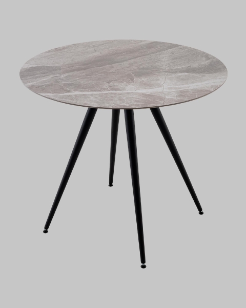 Стол Ники с круглой столешницей из керамики Italian light grey 900 Стол Ники с круглой столешницей из керамики Italian light grey 900