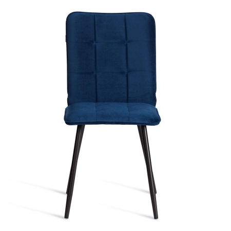 Стул обеденный Bari синий, велюр и металл, мягкое сиденье, без подлокотников