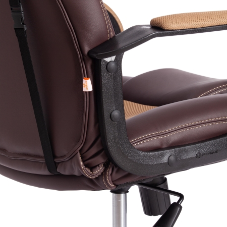 Кресло DRIVER (22) экокожа и ткань, коричневый и бронза