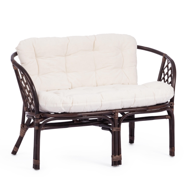 Комплект для отдыха "BAHAMA" (диван + 2 кресла + стол со стеклом ) /с подушками/walnut (грецкий орех)