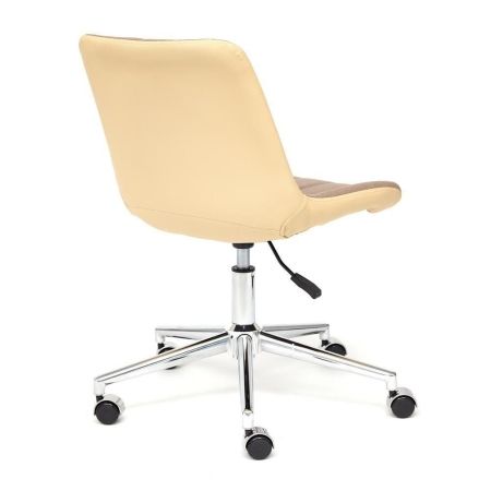 Кресло STYLE экошерсть и экокожа, коричневый и бежевый, 36-34