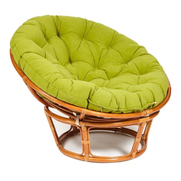Кресло "PAPASAN" 23/01 W, с подушкой, коньяк, флок олива 23