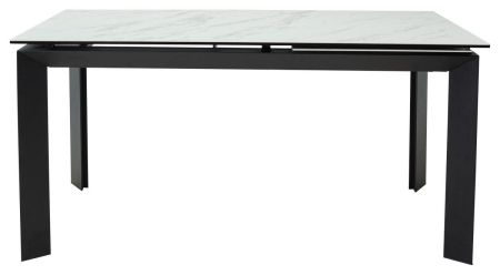 Стол CREMONA 140 KL-99 белый мрамор матовый итальянская керамика, черный каркас