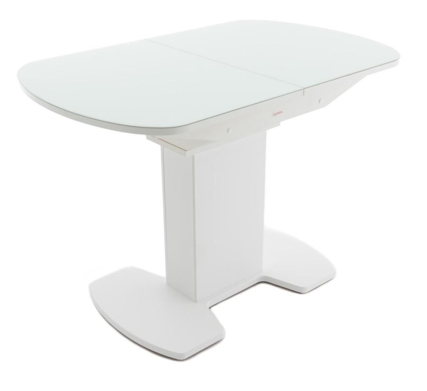 Стол "Корсика 110 " 110/141,5 х 70 стекло матовое белое, пленка белая матовая