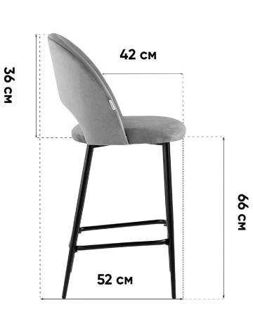 Стул полубарный Меган SN велюр пыльно-синий