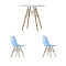 Стол EAMES D80 белый + 2 стула EAMES style голубые