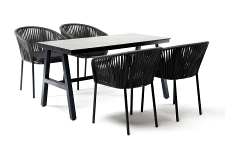 "Рио" обеденная группа на 4 персоны, стол HPL "серый гранит", цвет серый