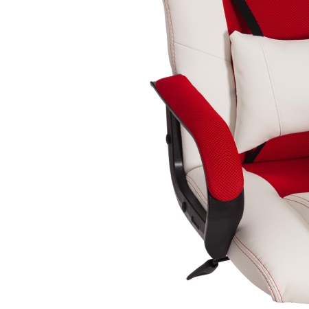 Кресло DRIVER экокожа и ткань, белый и красный