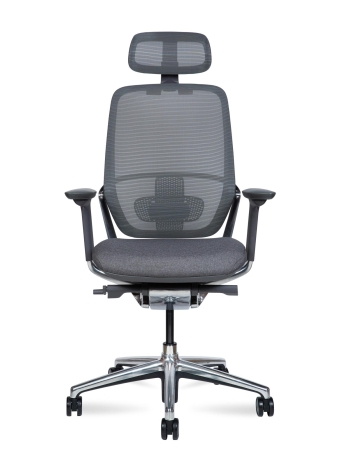 Кресло офисное Hertz серый, ткань и металл, мягкое сиденье, с подлокотниками