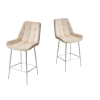 Полубарный стул ХОФМАН H-06 бежевый велюр, белый каркас H=63cm