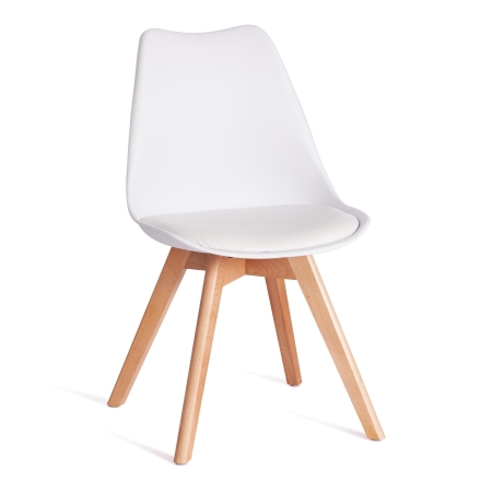 Стул TULIP (mod. 73-1) дерево, пластик, экокожа, 47.5x55x80 см, белый