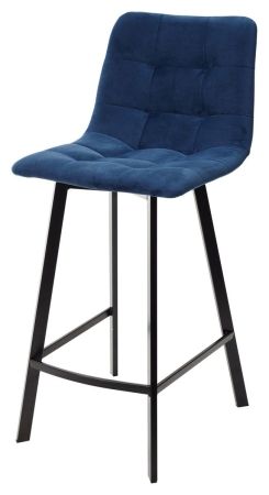 Полубарный стул CHILLI-Q SQUARE синий #29, велюр / черный каркас (H=66cm)