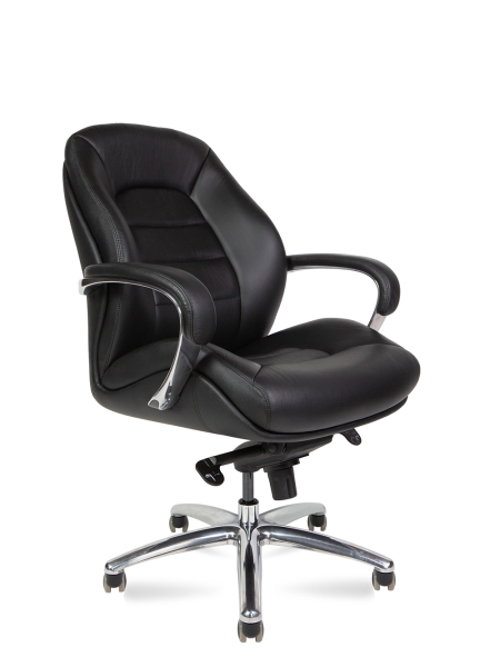 Кресло руководителя Porsche LB черная натуральная кожа с алюминиевой крестовиной