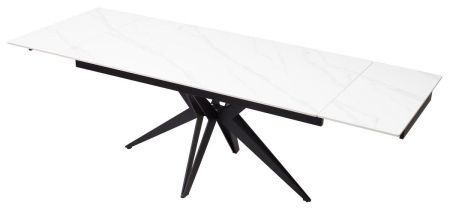 Стол FORIO 160 MATT WHITE MARBLE SINTERED STONE, BLACK