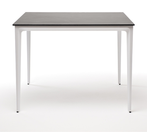 "Малага" обеденный стол из HPL 90х90 см, серый гранит, каркас белый