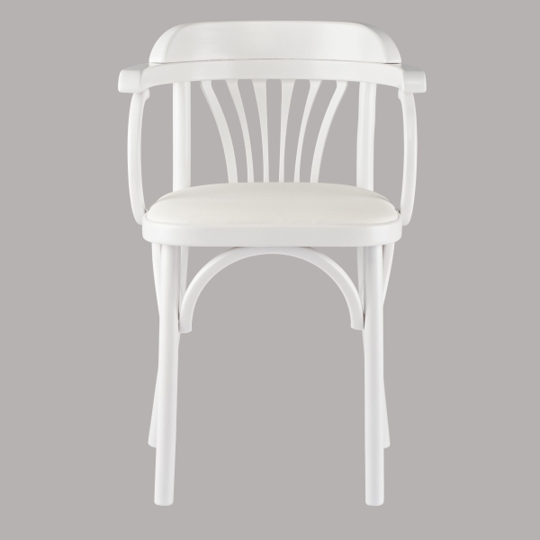 Деревянный стул Венский белый с мягким сиденьем из экокожи