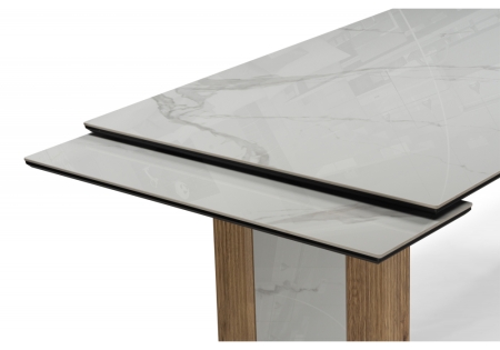 Керамический стол Бернардо 180x90 черный кварц, дуб монтана