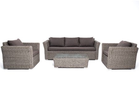 Лаунж-зона "Капучино" из искусственного ротанга (гиацинт), цвет серый