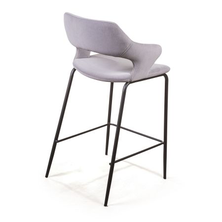 Стул полубарный Woddy бархат серый