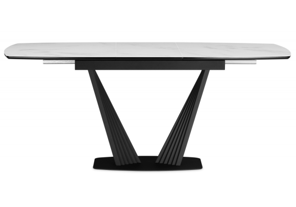 Стол стеклянный Вейл 140(180)х80 кристл статуарио, черный