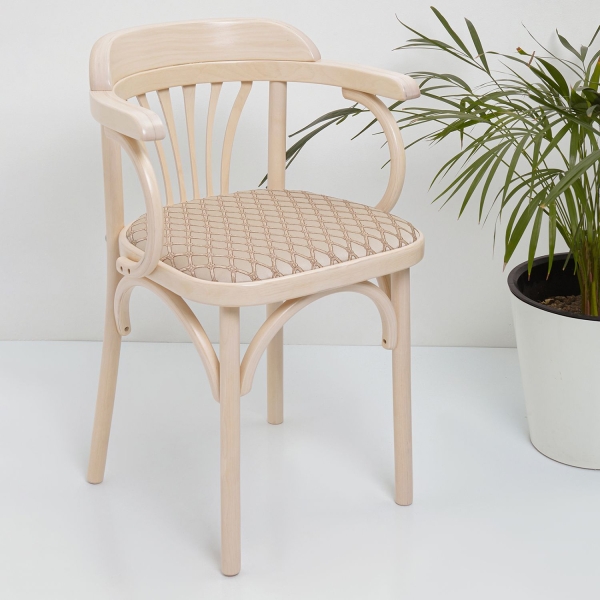 Деревянный стул Венский беленый дуб с мягким сиденьем из ткани Деревянный стул Венский беленый дуб с мягким сиденьем из ткани