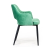 Стул с подлокотниками William бархат нефритово-зеленый