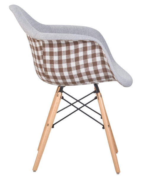 Стул обеденный DAW MONICA ножки светлый бук, сиденье 009 коричневая клетка, бежевая ткань