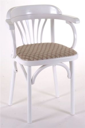 Деревянный стул Венский эмаль белая с мягким сиденьем из ткани 1 бежевый Деревянный стул Венский эмаль белая с мягким сиденьем из ткани 1 бежевый