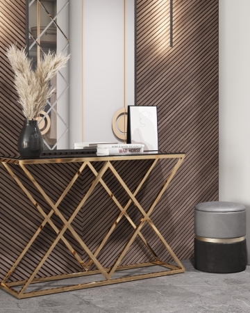 Консоль ИНСИГНИЯ 115*30 золото стекло дым