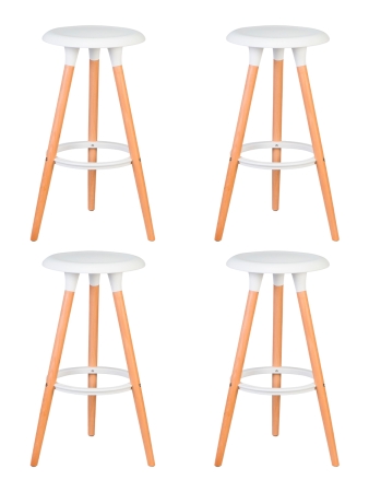 Набор 4 шт Табурет барный ROYCE, ножки светлый бук белый (W-02)