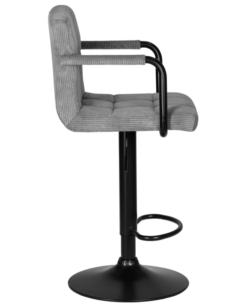 Стул барный KRUGER ARM BLACK серый вельвет Стул барный KRUGER ARM BLACK серый вельвет